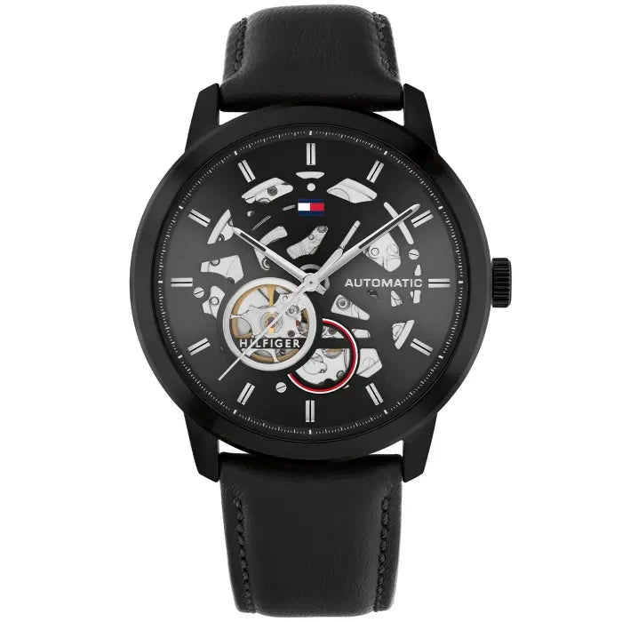 Tommy Hilfiger Henry Automatic 1710659 Herrenuhr Schwarz • Skelett-Zifferblatt • Miyota 8215 Automatikwerk