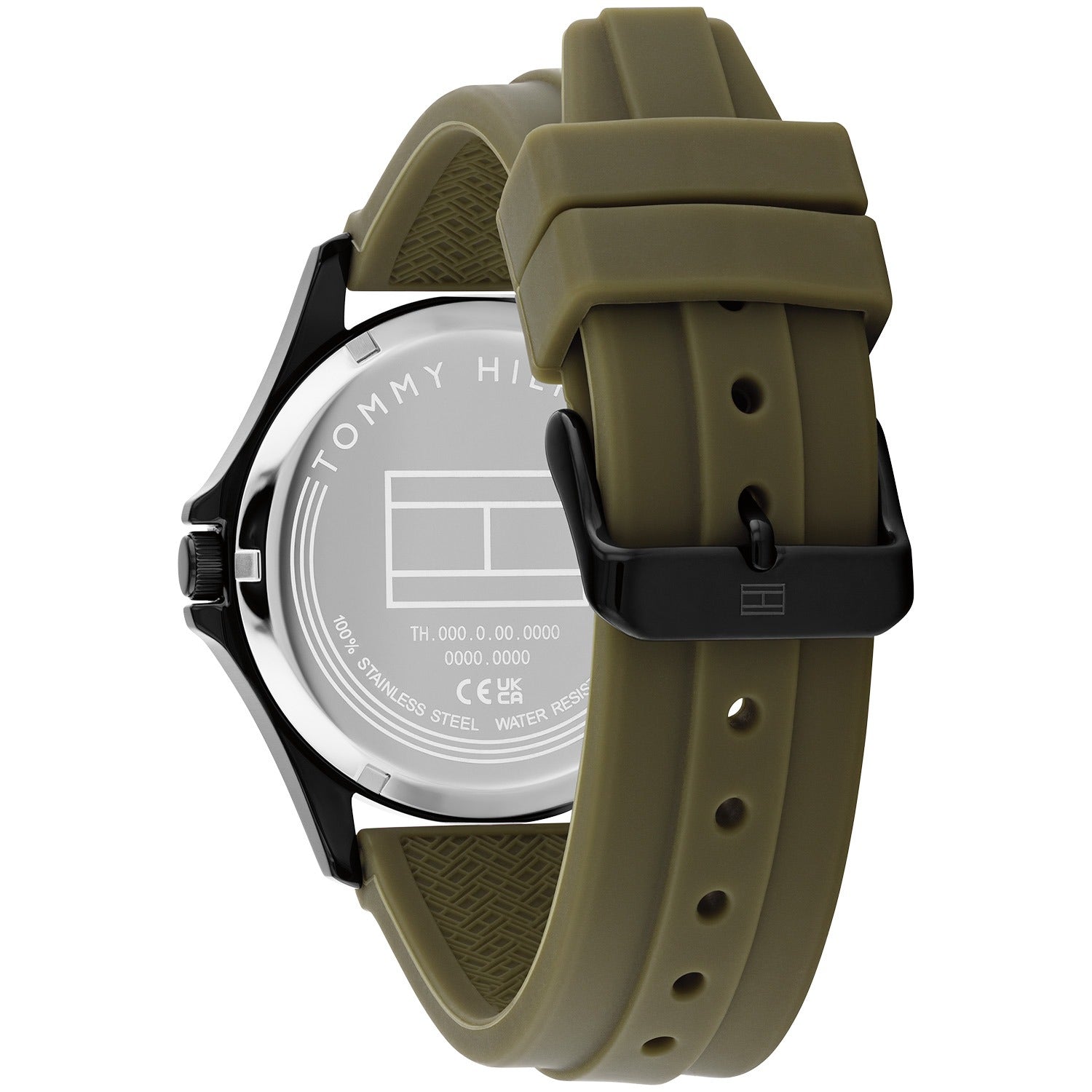Tommy Hilfiger Bruce 1710741 Herrenuhr Schwarz • Militärgrünes Silikonarmband • Tachymeter-Lünette, Bild 4