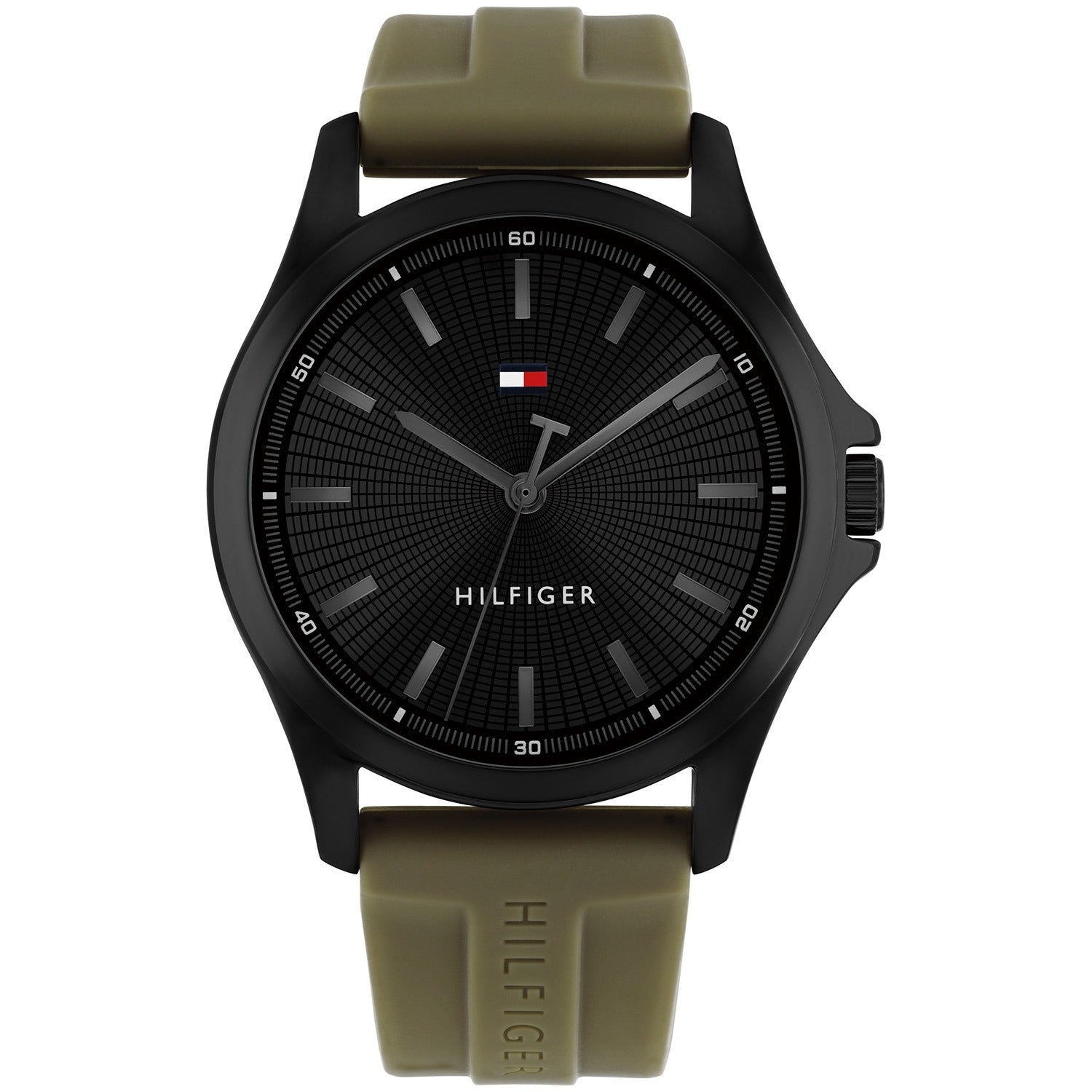 Tommy Hilfiger Bruce 1710741 Herrenuhr Schwarz • Militärgrünes Silikonarmband • Tachymeter-Lünette, Bild 2