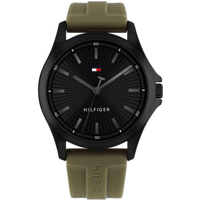 Tommy Hilfiger Bruce 1710741 Herrenuhr Schwarz • Militärgrünes Silikonarmband • Tachymeter-Lünette, Bild 2