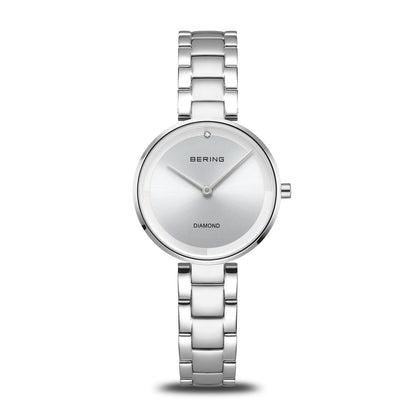 Bering Classic 17529-700 Damen Armbanduhr Silber • Saphirglas • Echter Diamant