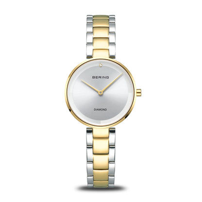 Bering Classic 17529-710 Damen Armbanduhr Goldfarben • Saphirglas • Echter Diamant