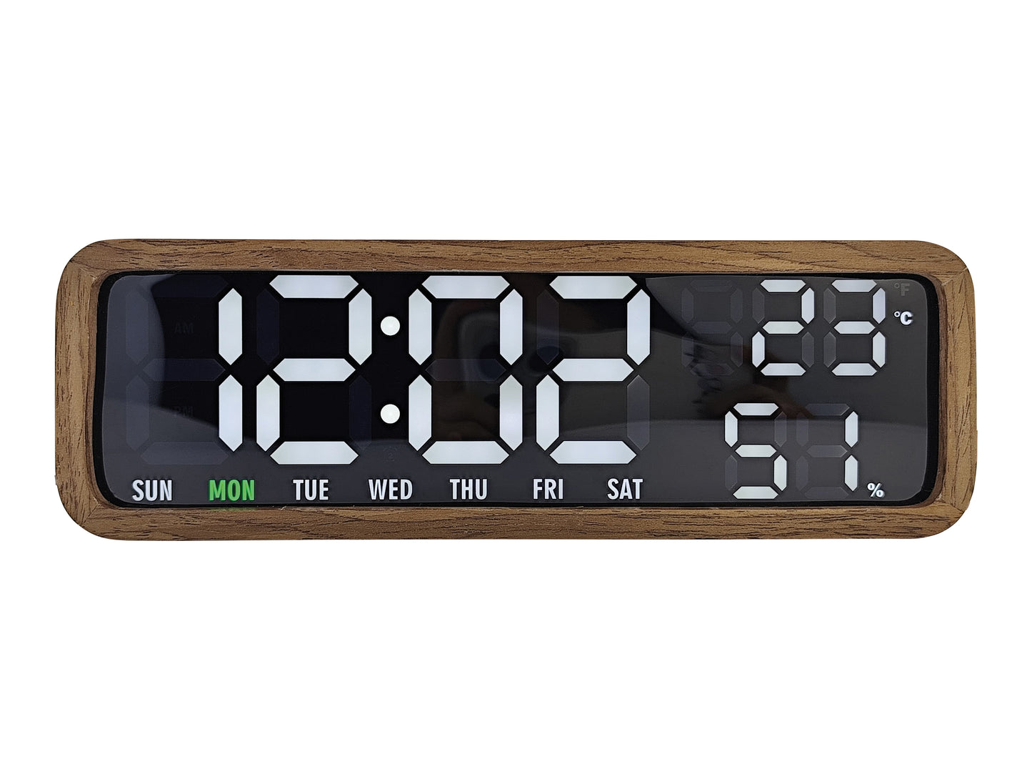 Karlsson Madera KA6145DW Wecker Dunkles Holzfurnier • Digitales LED-Display • USB-Betrieb