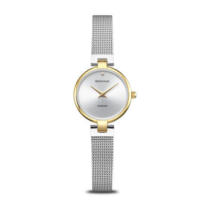 Bering Classic 17724-010 Damenuhr Gold • Saphirglas mit echtem Diamant • Milanese-Armband