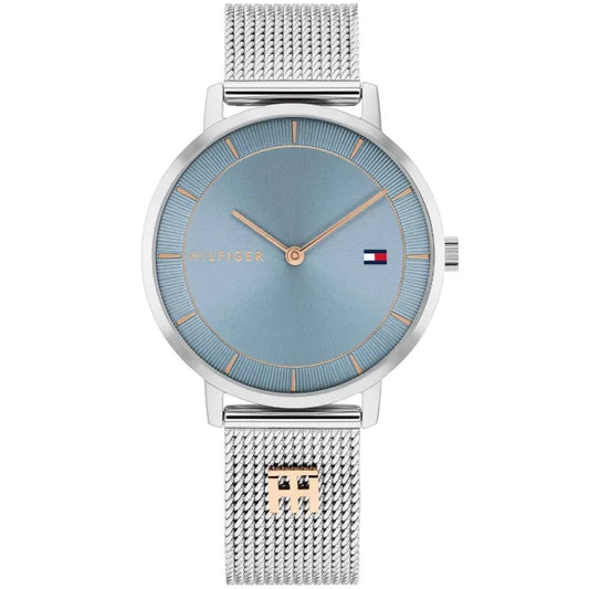 Tommy Hilfiger Tea 1782738 Damen Armbanduhr Blau • Mesh-Edelstahlarmband • Minimalistisches Design