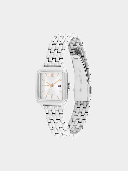 Tommy Hilfiger Mia 1782830 Damen Armbanduhr Weiß • Edelstahlarmband • Mineralglas