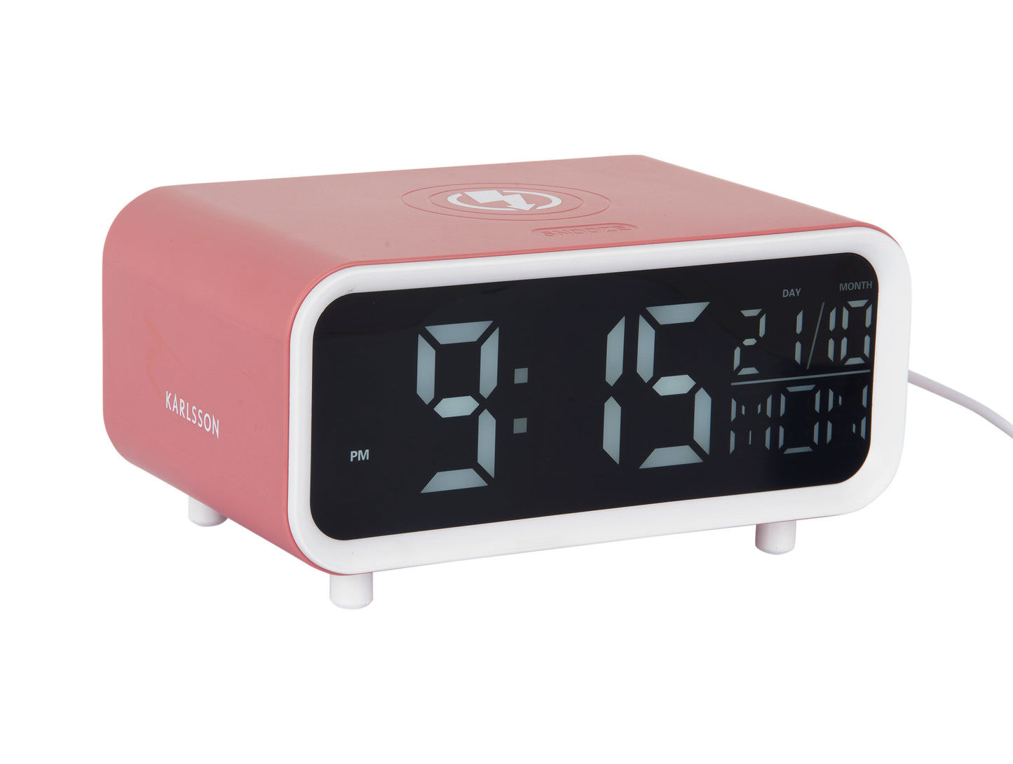 Sveglia Karlsson Chunky LED KA6054PI rosa • Ricarica wireless • Display LED con data