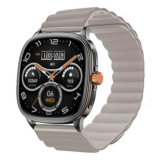 Aktivitätstracker mit schwarzem Display und grauem Silikonarmband