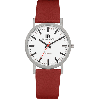 Danish Design Gløbe IQ19Q199 Rhine Medium Armbanduhr Rot • Titangehäuse • Mineralglas