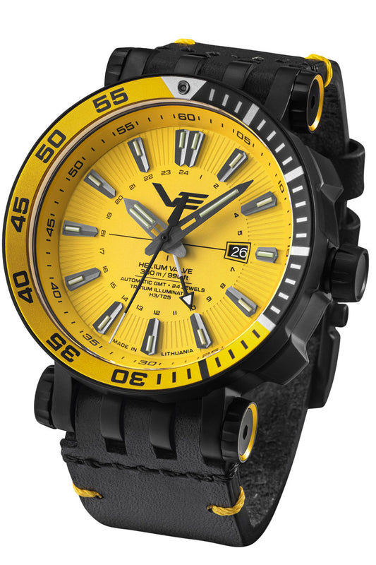Vostok Europe Energia Rocket NH34-575C719 Herrenuhr Gelb • GMT-Uhrwerk • 2 Wechselarmbänder