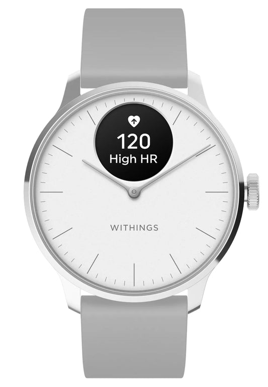 Withings ScanWatch Light HWA11-Model 3-All-Int Damen Smartwatch Silber/Grau • Hybrid-Analog mit Gesundheits-Tracking • SpO2