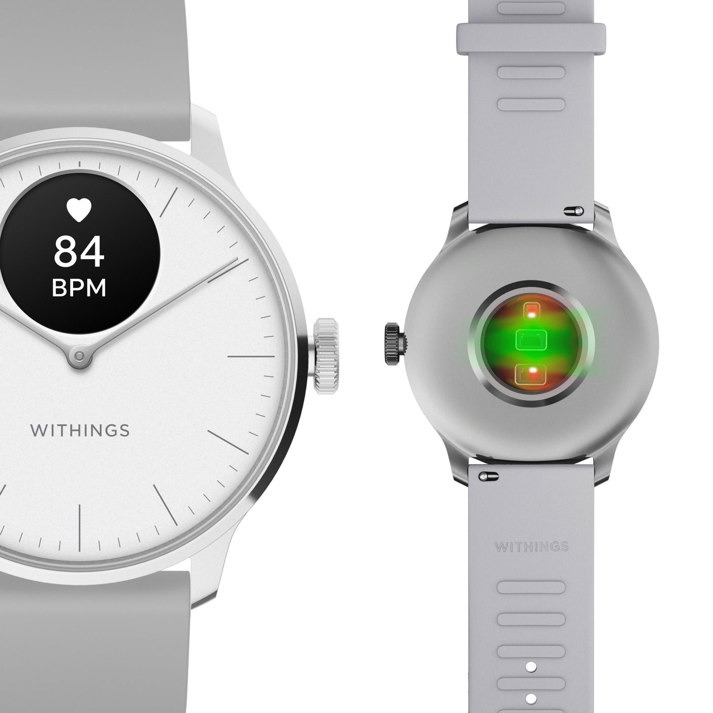 Withings ScanWatch Light HWA11-Model 3-All-Int Damen Smartwatch Silber/Grau • Hybrid-Analog mit Gesundheits-Tracking • SpO2