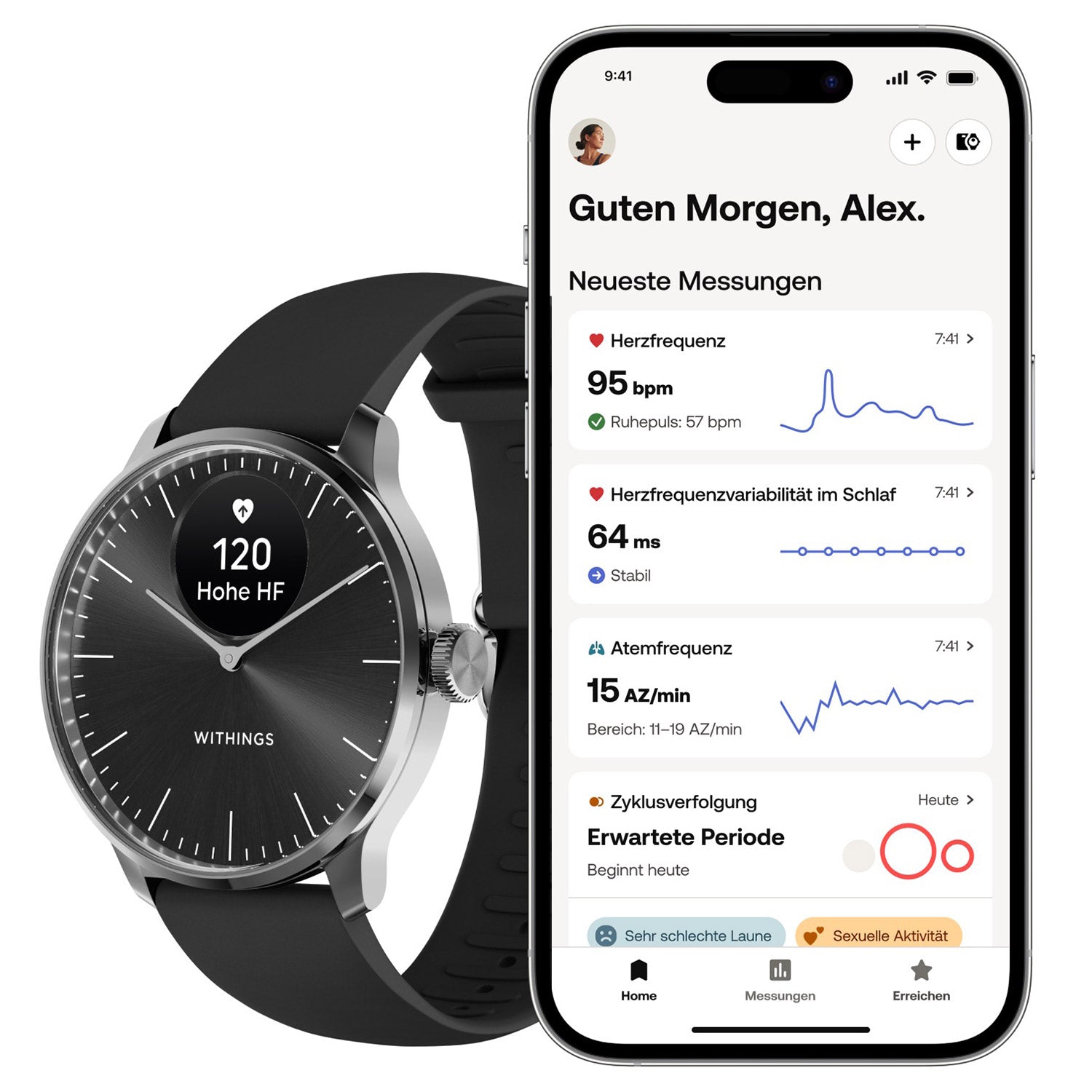 Withings ScanWatch Light HWA11-Model 5-All-Int Damen Smartwatch Silber/Schwarz • Hybrid-Smartwatch • Gesundheits-Tracking