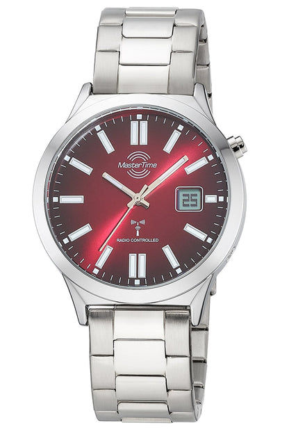 Master Time Super Power MTGA-10945-81M Herrenuhr Rot • Funkuhr • Mineralglas