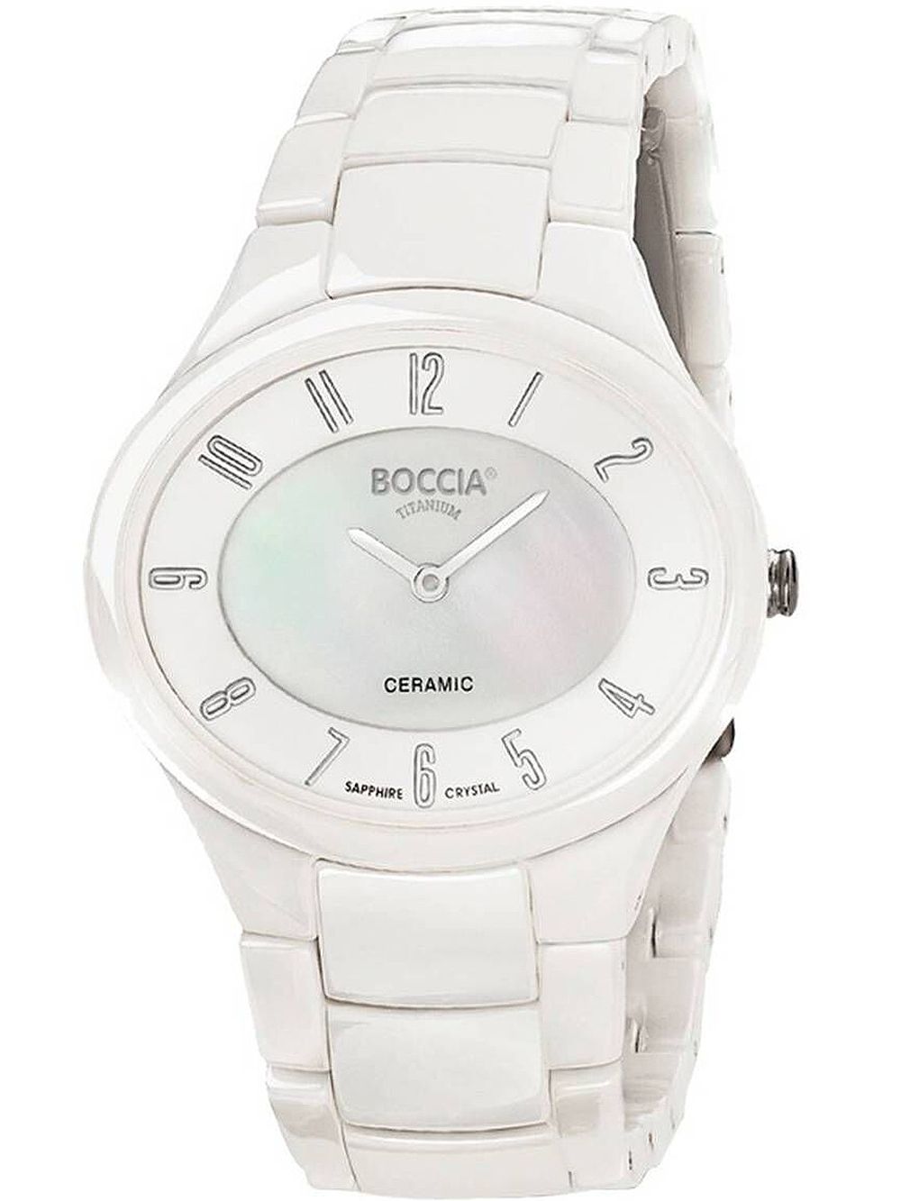 Boccia Ceramic 3216-01 Damen Armbanduhr Weiß • Saphirglas • Keramik-Armband