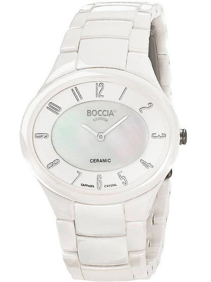 Boccia Ceramic 3216-01 Damen Armbanduhr Weiß • Saphirglas • Keramik-Armband