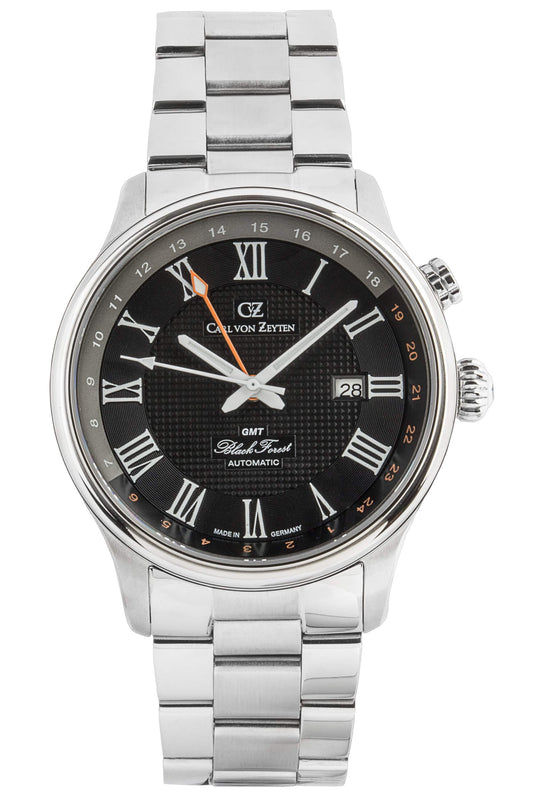 Carl von Zeyten Rench CVZ0087BKMS Herrenuhr Silber Schwarz • Automatikwerk Kaliber 620 • Saphirglas