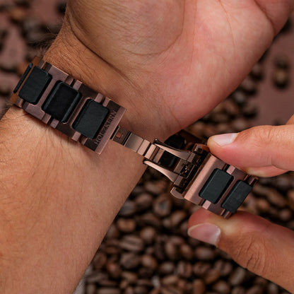 Holzkern Espressino Unisex-Armbanduhr Kaffee/Ahorn • Japanisches Quarzwerk • Echtes Holzarmband, Bild 4