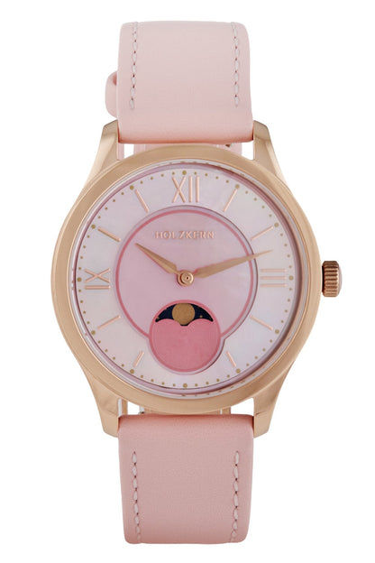 Holzkern Moonray Damen Armbanduhr Rosa • Japanisches Quarzwerk • Perlmutt-Zifferblatt