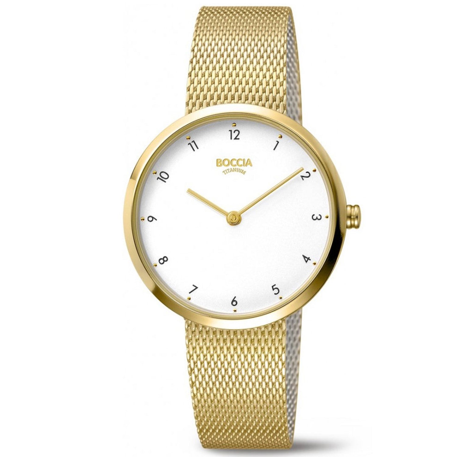 Boccia Titanium 3315-04 Damen Armbanduhr Gold • Titan mit PVD-Vergoldung • Miyota Quarzwerk