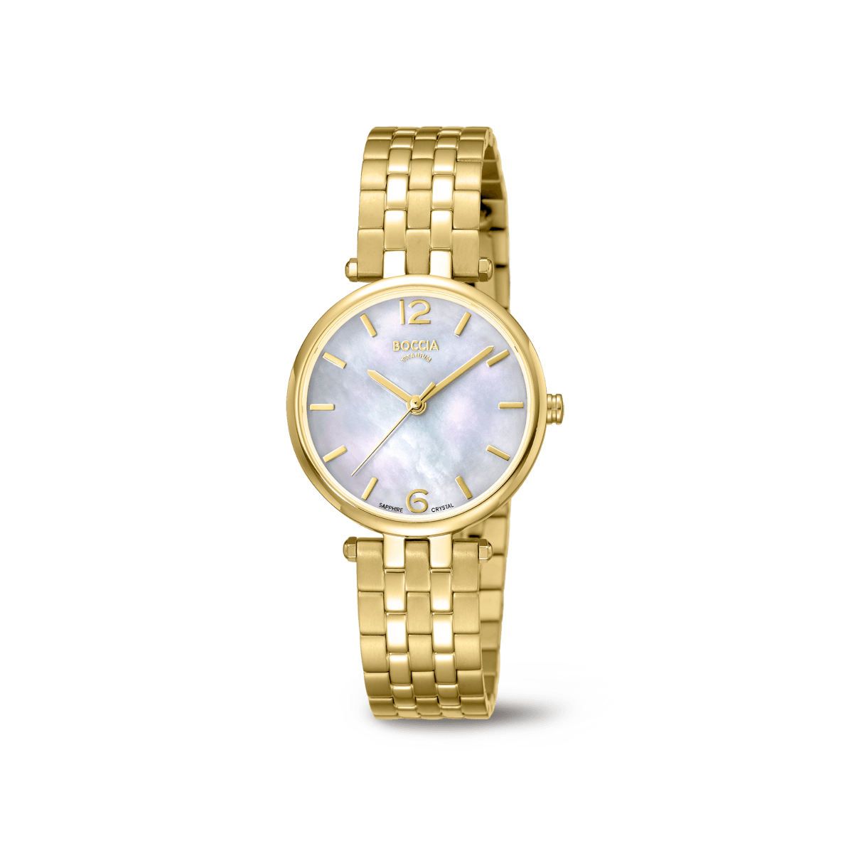 Boccia Titanium 3339-03 Damen Armbanduhr • Saphirglas • Reintitan goldplattiert