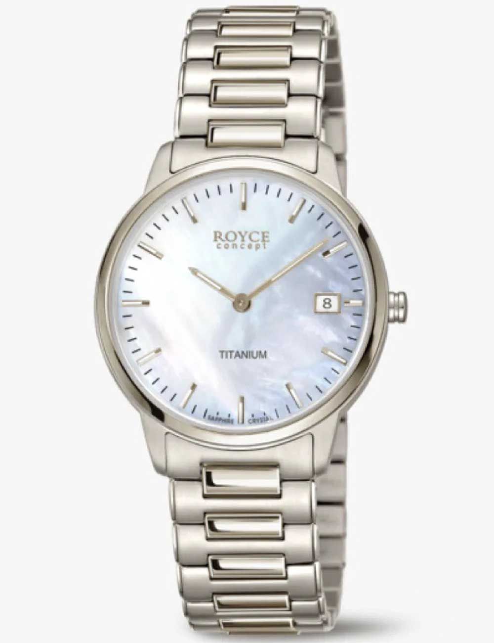 Boccia Royce 3341-01 Damen Armbanduhr Silber • Titan-Saphirglas-Uhr • Perlmutt-Zifferblatt