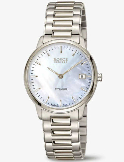 Boccia Royce 3341-01 Damen Armbanduhr Silber • Titan-Saphirglas-Uhr • Perlmutt-Zifferblatt