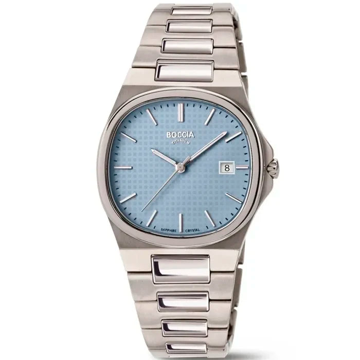 Boccia Titanium 3348-01 Damen Armbanduhr Hellblau • Saphirglas • Titan-Armband