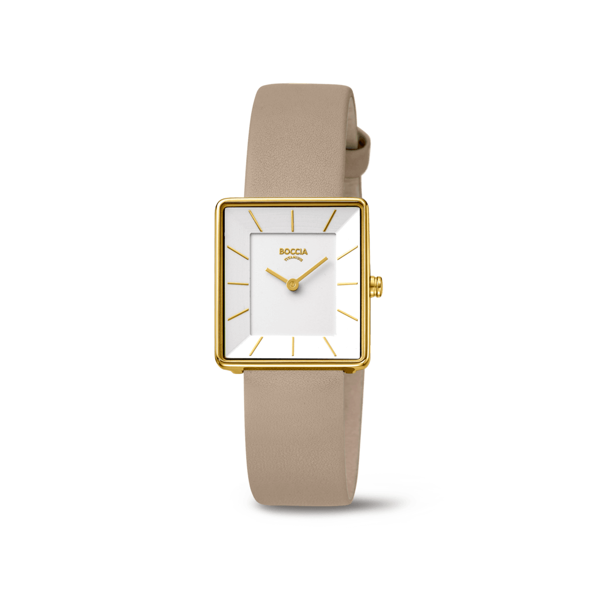 Boccia Titanium 3351-04 Damen • Reintitan goldplattiert • Lederband
