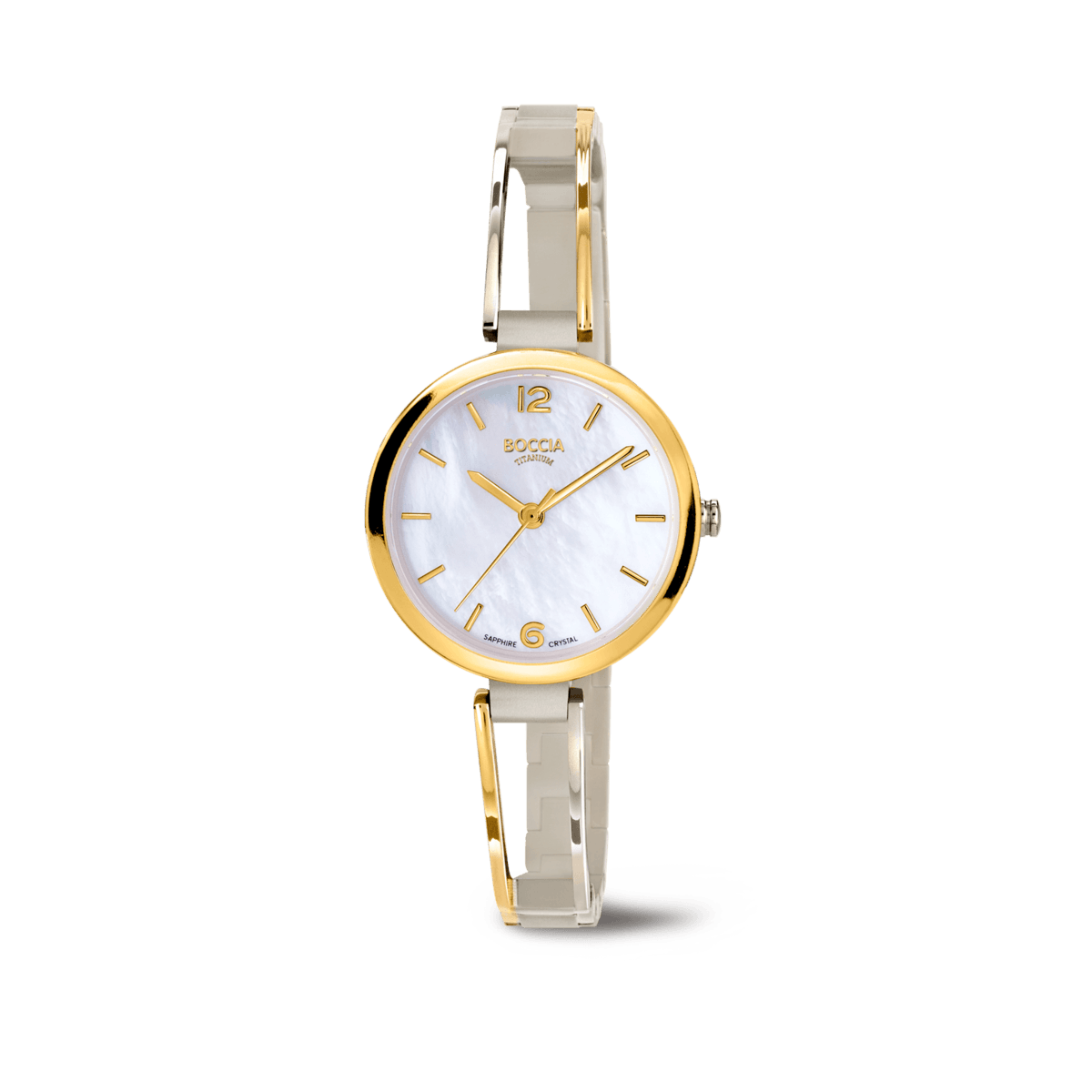 Boccia 3354-01 Damen Armbanduhr • Titan mit Teilvergoldung • Saphirglas