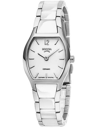 Boccia Titanium 3361-01 Damen Armbanduhr Silber-Weiß • Titan-Keramikarmband • Saphirglas