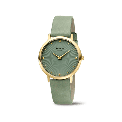 Boccia Trend 3365-04 Damen Armbanduhr • Reintitan goldplattiert • Lederband