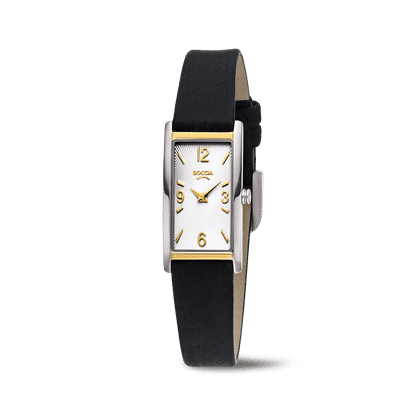 Boccia Titanium 3366-02 Damen Armbanduhr • Reintitan teil-goldplattiert • Lederband