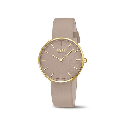 Boccia Trend 3387-03 Damen Armbanduhr Rot/Goldfarben • Saphirglas • Titan-Gehäuse goldplattiert, Bild 2