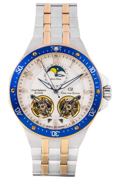 Carl von Zeyten Kirchzarten CVZ0093RWHM Herrenuhr Bicolor Weiß • Mondphase • Saphirglas Automatik