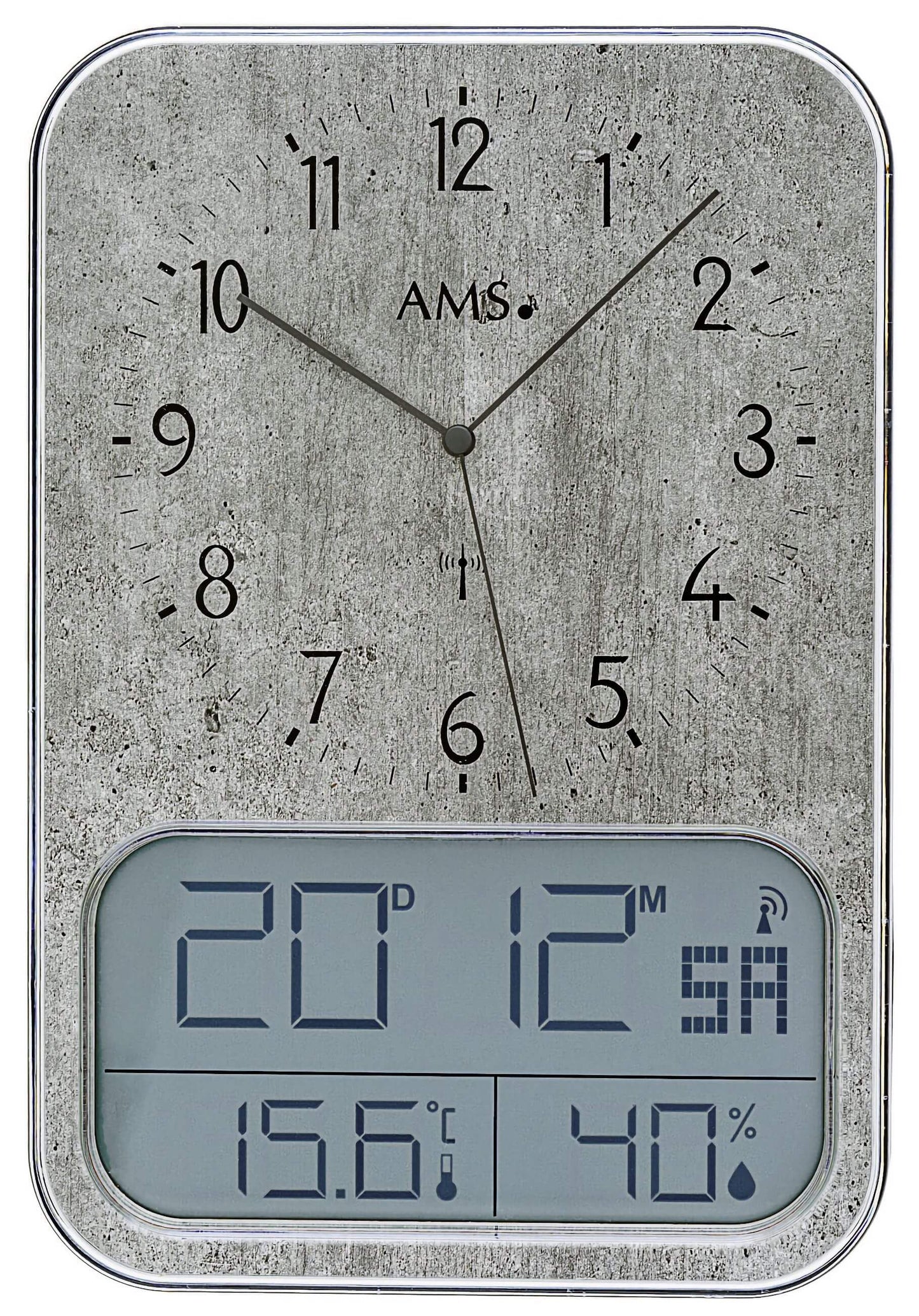 Orologio da parete con display digitale radio controllato per ora, temperatura e umidità