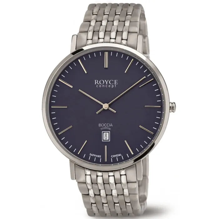 Boccia Titanium 3605-01 Herren Armbanduhr Blau • Saphirglas • Titangehäuse