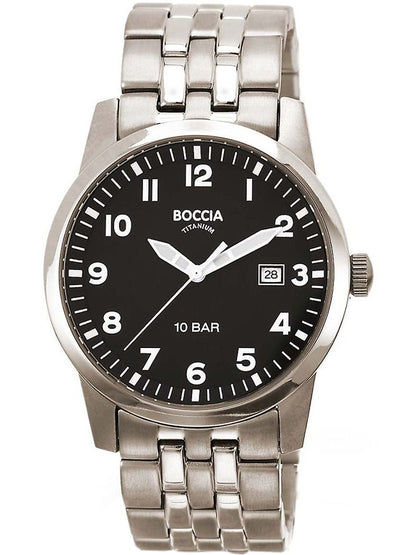 Boccia Titanium 3631-02 Herrenuhr Silber • Mineralglas • 100 m wasserdicht