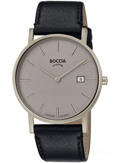 Boccia Slim 3637-01 Herrenuhr Titanium Schwarz • Saphirglas • Ultradünnes Titangehäuse
