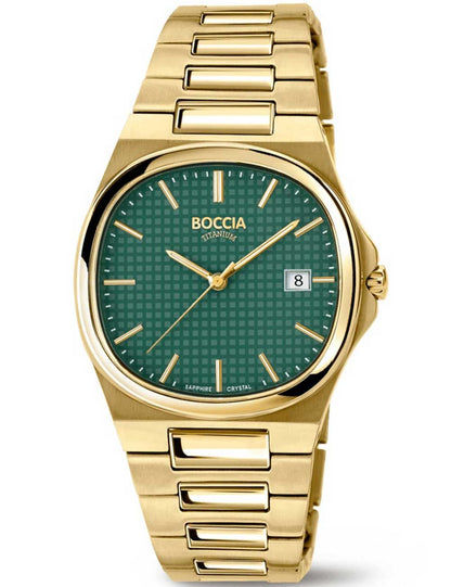 Boccia Titanium 3657-05 Herrenuhr Grün • Saphirglas • Japanisches Quarzwerk