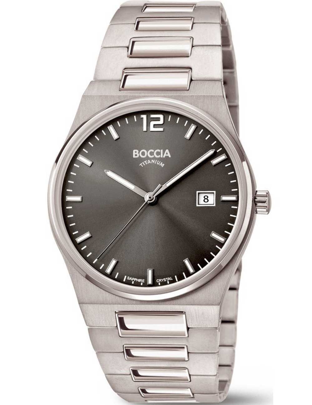 Boccia Titanium 3661-02 Herrenuhr Grau • Saphirglas • Titangehäuse