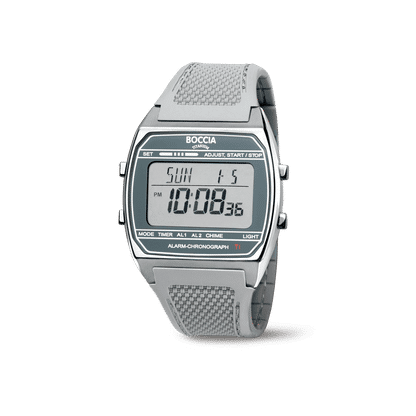 Boccia 3738-01 Herrenuhr Titanium Digital Chronograph • Alarm & Datum • Titan-Gehäuse