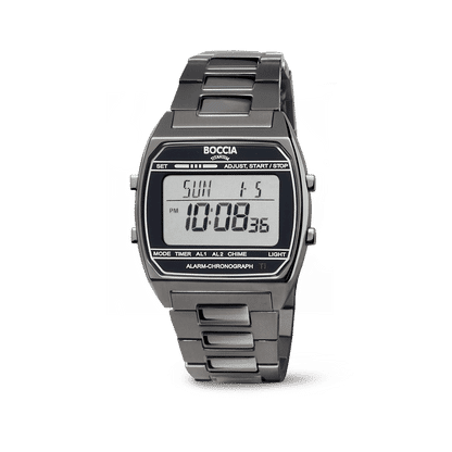 Boccia 3738-01 Herrenuhr Titanium Digital Chronograph • Alarm & Datum • Titan-Gehäuse, Bild 5