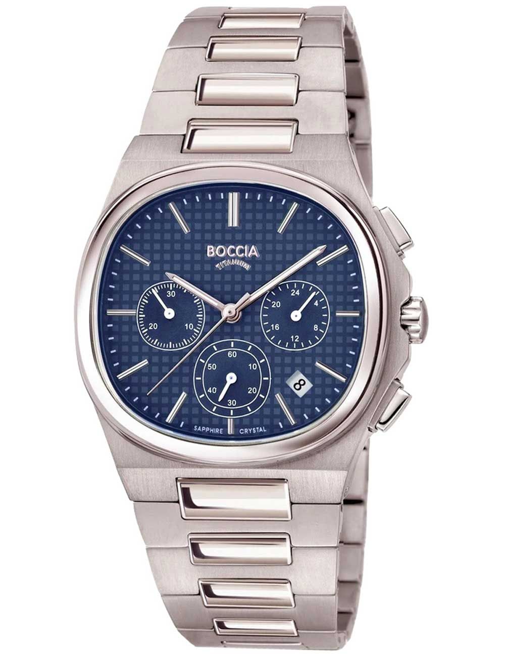 Boccia Titanium 3740-01 Herrenuhr Silber • Saphirglas • Chronograph
