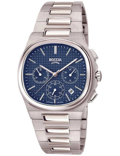 Boccia Titanium 3740-01 Herrenuhr Silber • Saphirglas • Chronograph