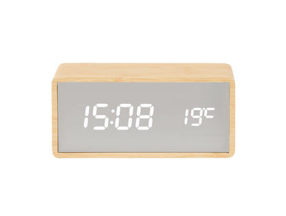 Karlsson Silver Mirror LED KA5879WD Wecker Naturholz • Netzbetrieb via USB • LED-Display mit Dimmer, Bild 2