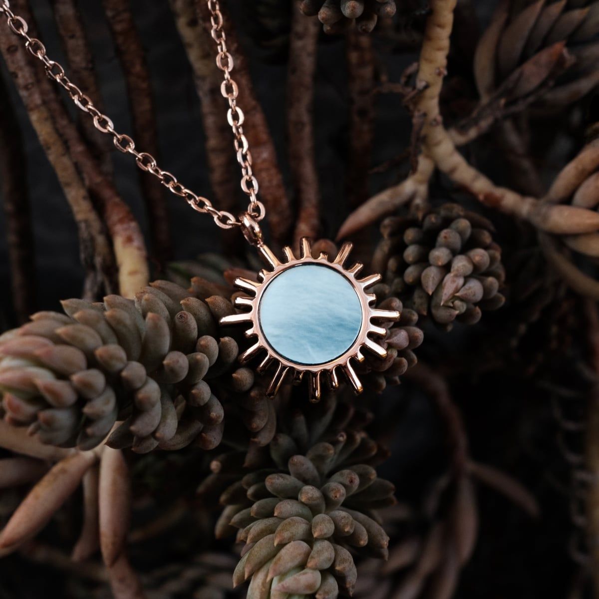 Holzkern Jewelry Shade Halskette • Echtes Perlmutt • 24k Roségold-plattiert, Bild 5