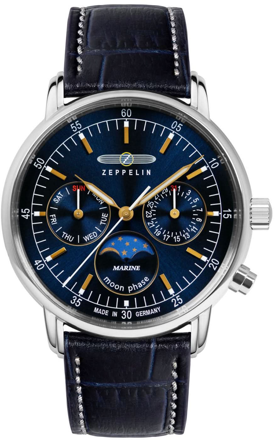 "Orologio da donna Zeppelin LZ 14 Marine 8635-3 • Fase lunare • Made in Germany"