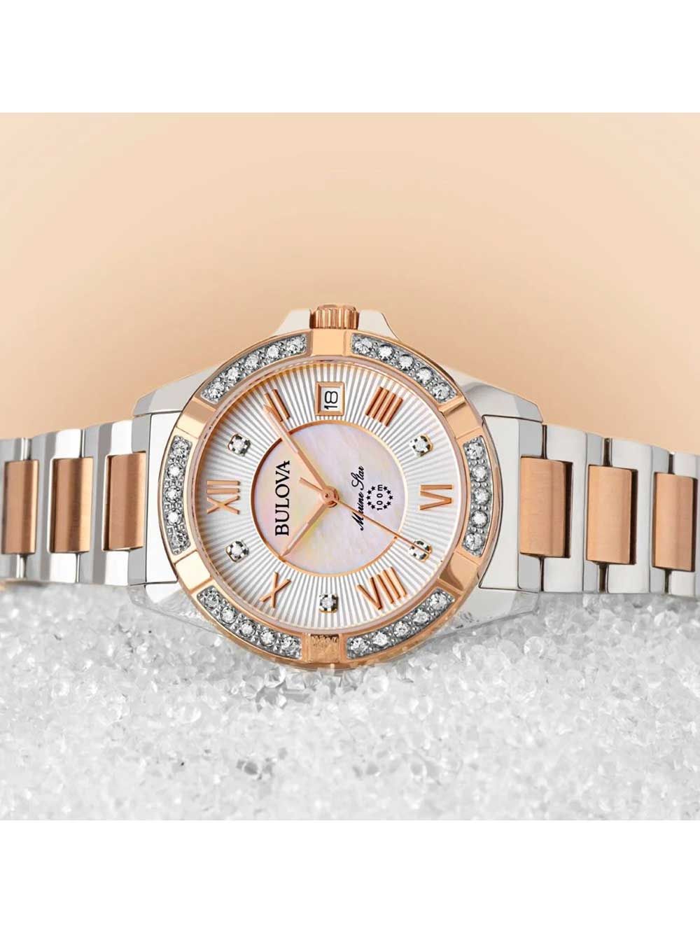 Bulova Marine Star 98R234 Damen Armbanduhr Bicolor • Saphirglas • 23 Diamant-Akzente, Bild 5