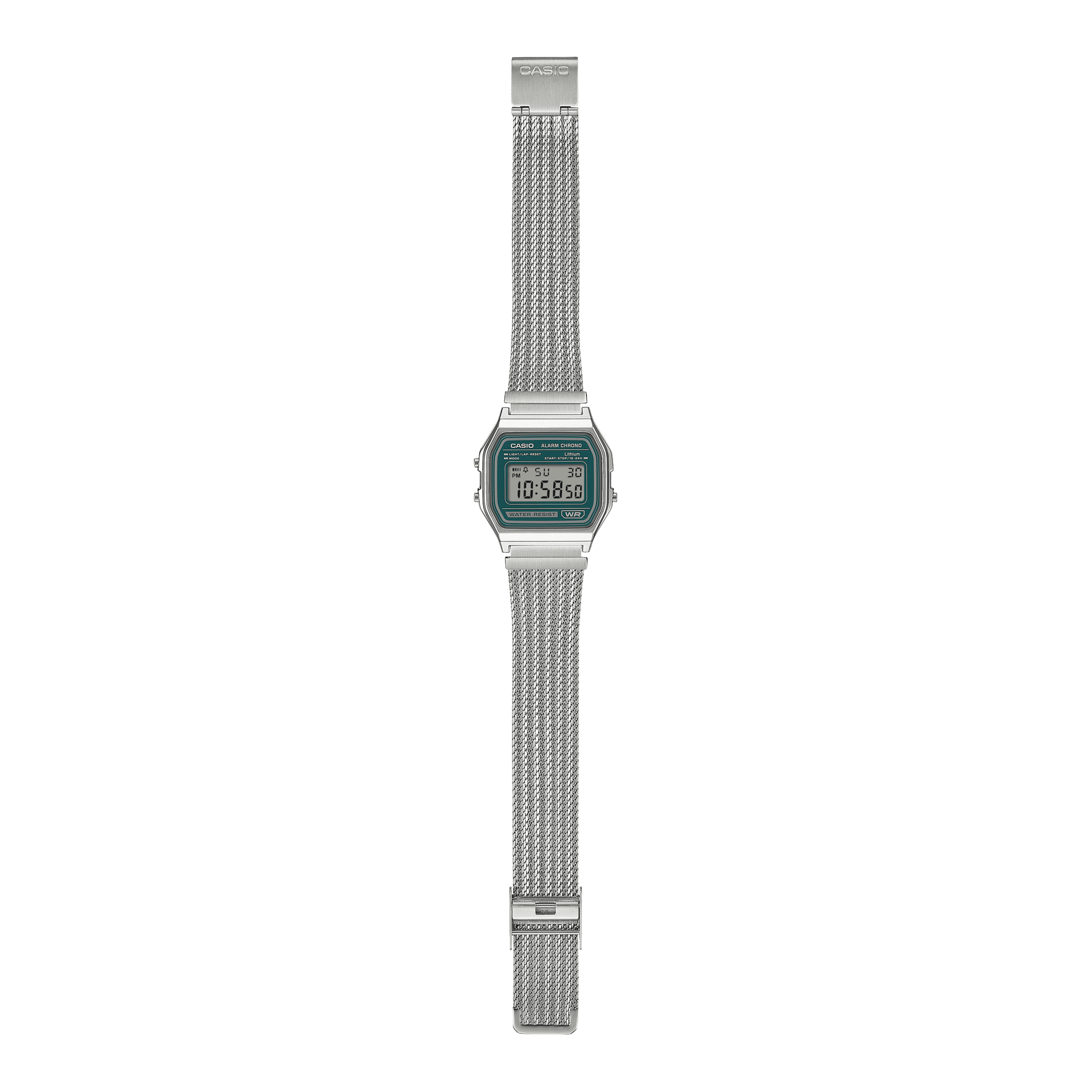 Casio Vintage A158WEM-3EF Armbanduhr Grün • Mesh-Armband • Stoppuhr, Bild 7